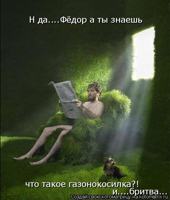Н да....Фёдор а ты знаешь Н да....Фёдор а ты знаешь что такое газонокосилка?! и....бритва...... Котоматрица: Н да....Фёдор а ты знаешь Н да....Фёдор а ты знаешь что такое газонокосилка?! и....бритва...