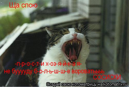 Ща спою -п-р-о-с-т-и х-оз-я-й-к-а я- не бууууду б-о-л-ь-ш-ш-е вороватьььь СОСИСКИ... Котоматрица: Ща спою -п-р-о-с-т-и х-оз-я-й-к-а я- не бууууду б-о-л-ь-ш-ш-е вороватьььь СОСИСКИ