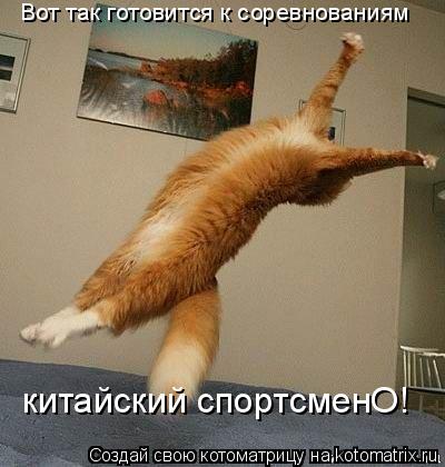 Вот так готовится к соревнованиям китайский спортсменО!... Котоматрица: Вот так готовится к соревнованиям китайский спортсменО!
