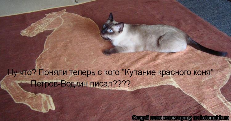 Котоматрица: Ну что? Поняли теперь с кого "Купание красного коня" Петров-Водкин писал????