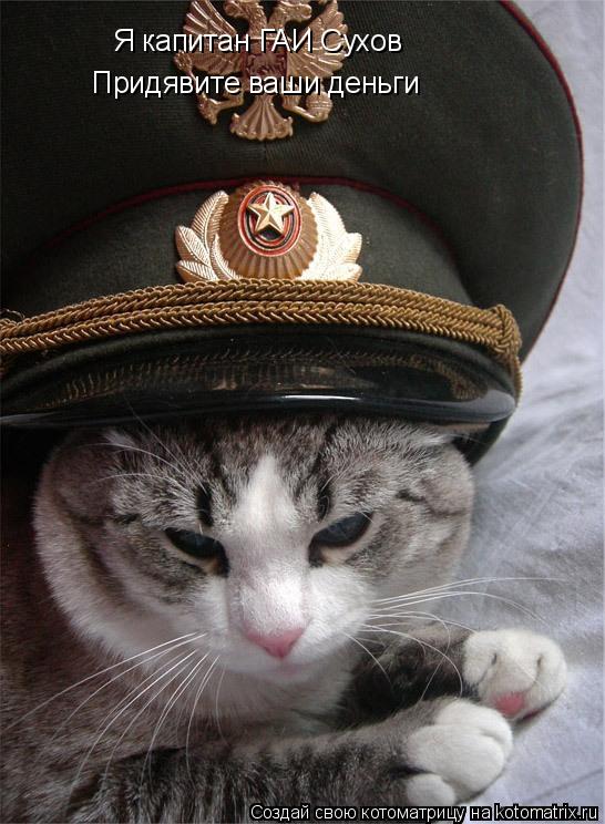 Я капитан ГАИ Сухов Придявите ваши деньги... Котоматрица: Я капитан ГАИ Сухов Придявите ваши деньги