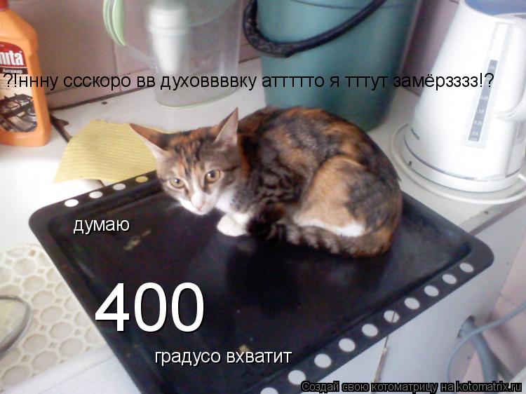 ?!ннну ссскоро вв духоввввку аттттто я тттут замёрзззз!? думаю 400 градусо вхватит... Котоматрица: ?!ннну ссскоро вв духоввввку аттттто я тттут замёрзззз!? думаю 400 градусо вхватит