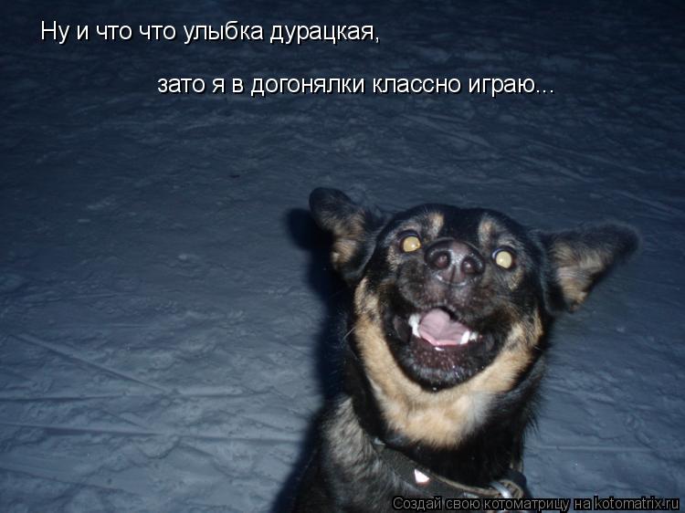 Ну и что что улыбка дурацкая, зато я в догонялки классно играю...... Котоматрица: Ну и что что улыбка дурацкая, зато я в догонялки классно играю...