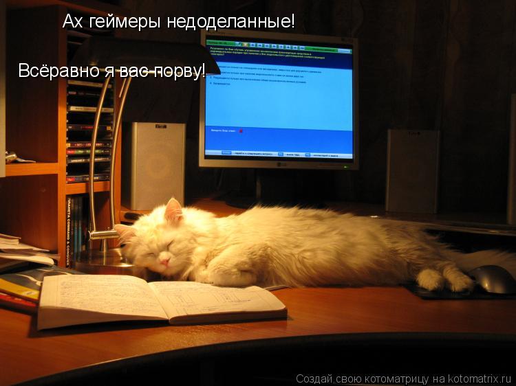 Котоматрица: Ах геймеры недоделанные! Ах геймеры недоделанные! Всёравно я вас порву!