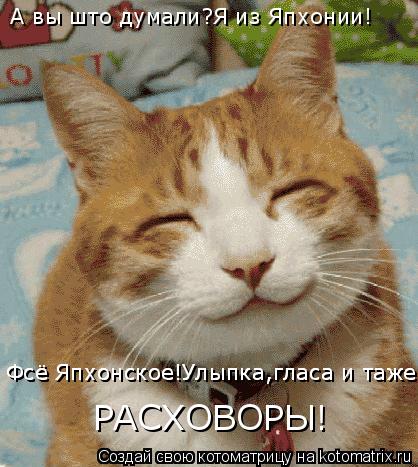 Котоматрица: А вы што думали?Я из Япхонии! Фсё Япхонское!Улыпка,гласа и таже Фсё Япхонское!Улыпка,гласа и таже РАСХОВОРЫ!