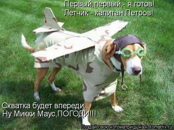 Котоматрица: Первый,первый,- я готов!  Летчик - капитан Петров! Схватка будет впереди... Ну Микки Маус,ПОГОДИ!!!