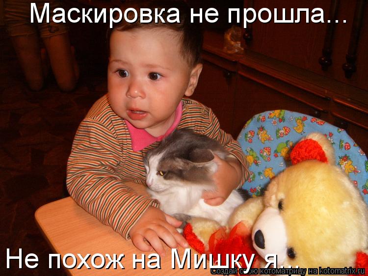Котоматрица: Маскировка не прошла...  Не похож на Мишку я...