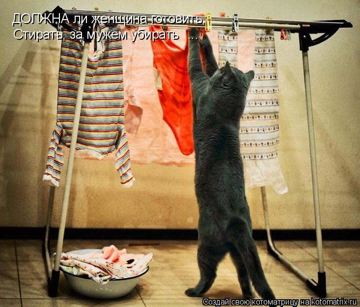 ДОЛЖНА ли женщина готовить, Стирать, за мужем убирать ...... Котоматрица: ДОЛЖНА ли женщина готовить, Стирать, за мужем убирать ...