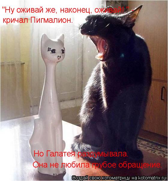 "Ну оживай же, наконец, оживай! " - кричал Пигмалион. Она не любила грубое обращение. Но Галатея разд... Котоматрица: "Ну оживай же, наконец, оживай! " - кричал Пигмалион. Она не любила грубое обращение. Но Галатея раздумывала.