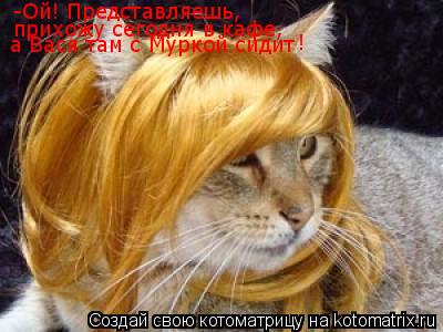 -Ой! Представляешь, прихожу сегодня в кафе, а Вася там с Муркой сидит ! !... Котоматрица: -Ой! Представляешь, прихожу сегодня в кафе, а Вася там с Муркой сидит ! !