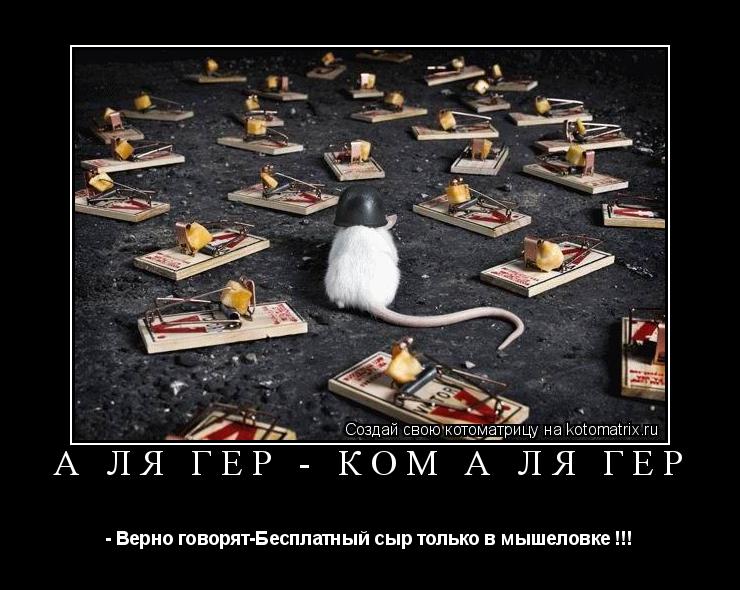 А ЛЯ ГЕР - КОМ А ЛЯ ГЕР - Верно говорят-Бесплатный сыр только в мышеловке !!!... Котоматрица: А ЛЯ ГЕР - КОМ А ЛЯ ГЕР - Верно говорят-Бесплатный сыр только в мышеловке !!!