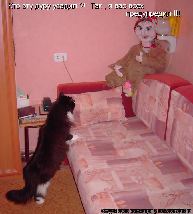 Котоматрица: Кто эту дуру усадил ?!. Так , я вас всех предупредил !!!