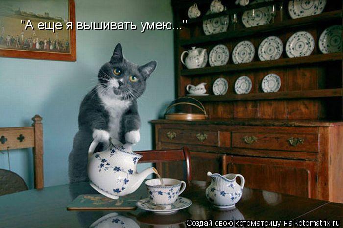 Котоматрица: "А еще я вышивать умею..."