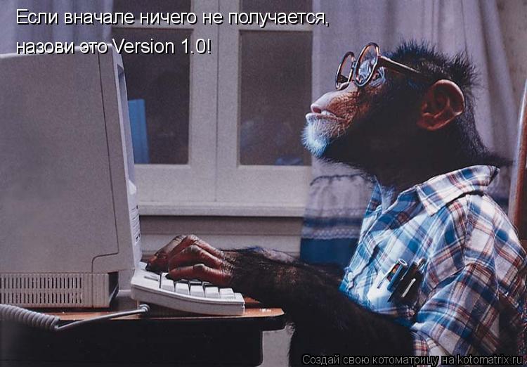 Котоматрица: Если вначале ничего не получается,  назови это Version 1.0!