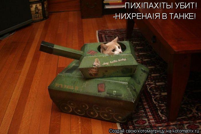 Котоматрица: -ПИХ!ПАХ!ТЫ УБИТ! -НИХРЕНА!Я В ТАНКЕ!