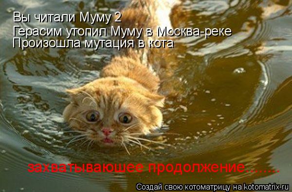Вы читали Муму 2 Герасим утопил Муму в Москва-реке Произошла мутация в кота захватываюшее продолжение... Котоматрица: Вы читали Муму 2 Герасим утопил Муму в Москва-реке Произошла мутация в кота захватываюшее продолжение........