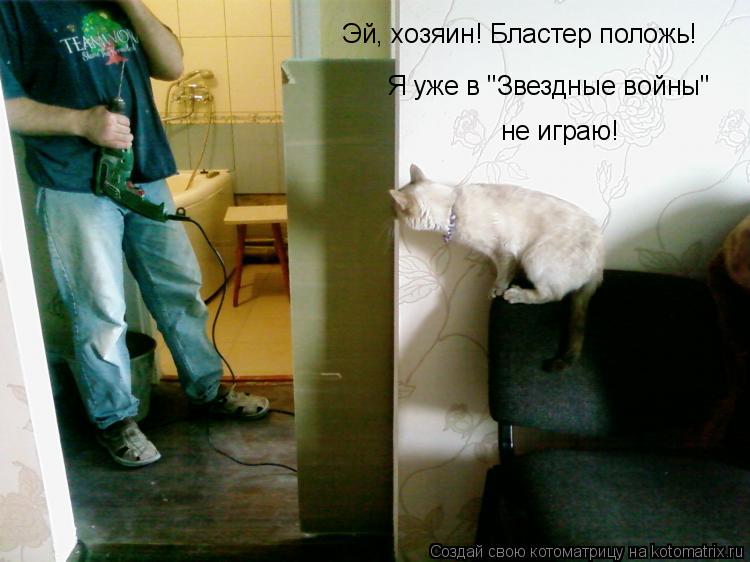 Котоматрица: Эй, хозяин! Бластер положь! Я уже в "Звездные войны" не играю!