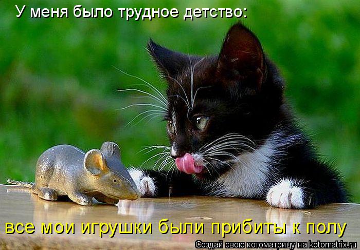 Котоматрица: У меня было трудное детство: все мои игрушки были прибиты к полу