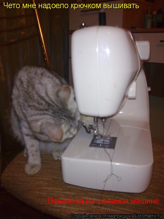 Чето мне надоело крючком вышивать Пошью ка на швеинои машине... Котоматрица: Чето мне надоело крючком вышивать Пошью ка на швеинои машине