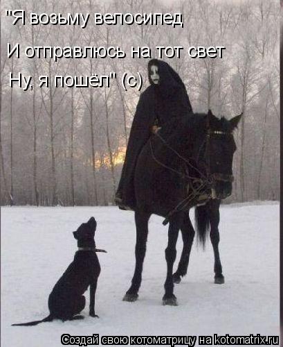 Котоматрица: "Я возьму велосипед И отправлюсь на тот свет Ну, я пошёл" (с)