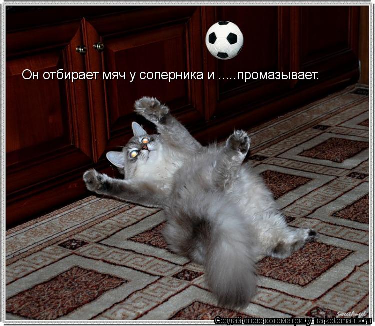 Он отбирает мяч у соперника и .....промазывает.... Котоматрица: Он отбирает мяч у соперника и .....промазывает.