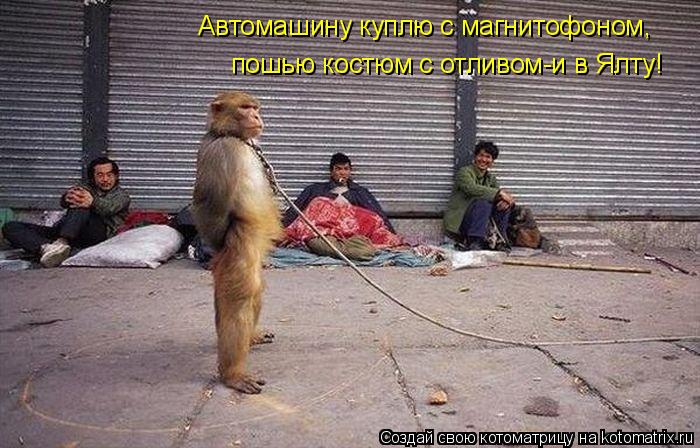 Котоматрица: Автомашину куплю с магнитофоном,  пошью костюм с отливом-и в Ялту!