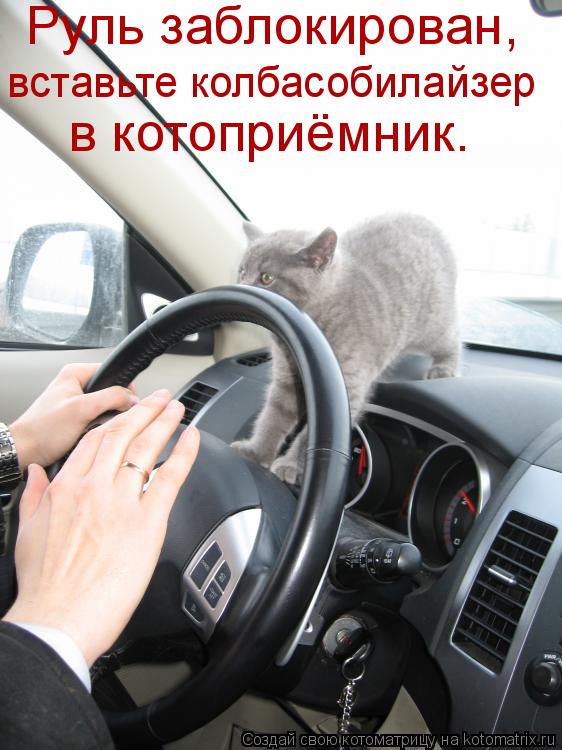 Руль заблокирован, вставьте колбасобилайзер в котоприёмник.... Котоматрица: Руль заблокирован, вставьте колбасобилайзер в котоприёмник.