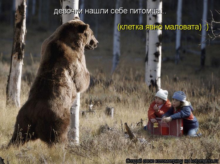 Котоматрица: девочки нашли себе питомца... (клетка явно маловата) :)