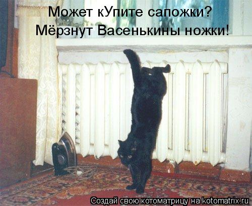 Котоматрица: Может кУпите сапожки? Мёрзнут Васенькины ножки!