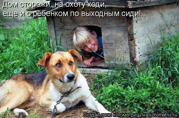 Котоматрица: Дом сторожи, на охоту ходи,  еще и с ребенком по выходным сиди!..