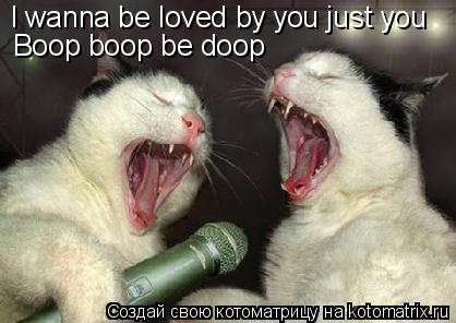I wanna be loved by you just you Boop boop be doop... Котоматрица: I wanna be loved by you just you Boop boop be doop