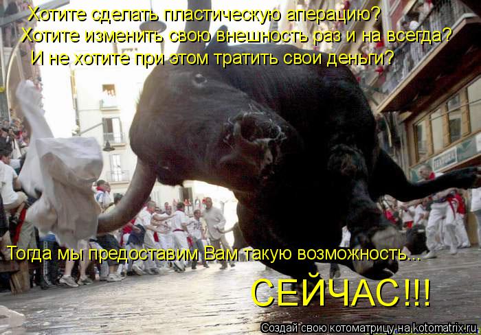 Хотите сделать пластическую аперацию? Хотите изменить свою внешность раз и на всегда? И не хотите при... Котоматрица: Хотите сделать пластическую аперацию? Хотите изменить свою внешность раз и на всегда? И не хотите при этом тратить свои деньги? Тогда мы пре