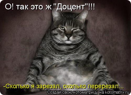 О! так это ж "Доцент"!!! -Сколько я зарезал, сколько перерезал...... Котоматрица: О! так это ж "Доцент"!!! -Сколько я зарезал, сколько перерезал...