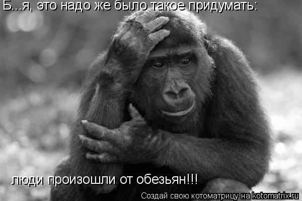 Б...я, это надо же было такое придумать: люди произошли от обезьян!!!... Котоматрица: Б...я, это надо же было такое придумать: люди произошли от обезьян!!!