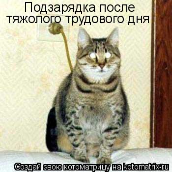 Подзарядка после тяжолого трудового дня... Котоматрица: Подзарядка после тяжолого трудового дня