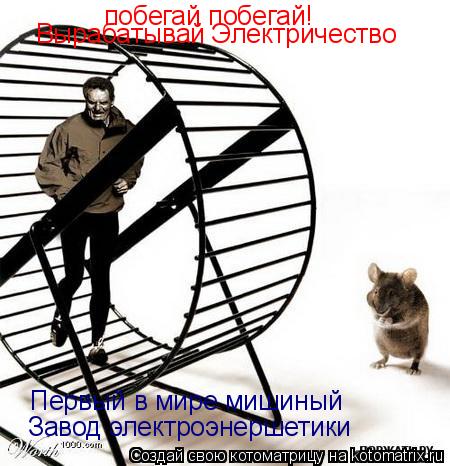 побегай побегай! побегай побегай! Вырабатывай Электричество Первый в мире мишиный Завод электроэнерш... Котоматрица: побегай побегай! побегай побегай! Вырабатывай Электричество Первый в мире мишиный Завод электроэнершетики