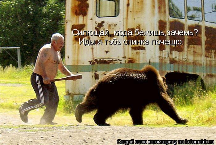 Котоматрица: Силющай, кюда бежишь,зачемь? Иды я тэбэ спинка почещю.