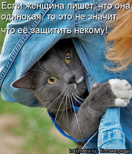 Если женщина пишет, что она одинокая, то это не значит, что её защитить некому!... Котоматрица: Если женщина пишет, что она одинокая, то это не значит, что её защитить некому!