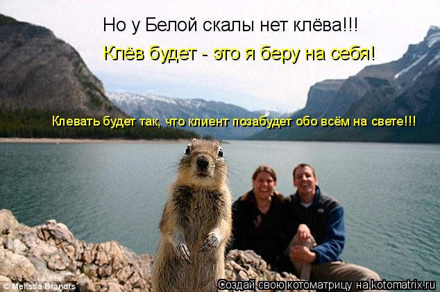 Котоматрица: Но у Белой скалы нет клёва!!! Клёв будет - это я беру на себя! Клевать будет так, что клиент позабудет обо всём на свете!!!