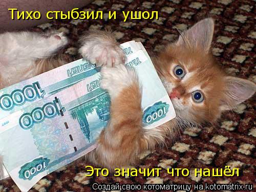 Котоматрица: Тихо стыбзил и ушол  Это значит что нашёл