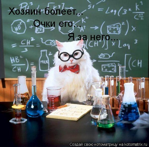 Котоматрица: Хозяин болеет... Очки его... Я за него...