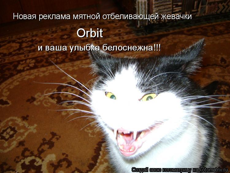 Новая реклама мятной отбеливающей жевачки Orbit и ваша улыбка белоснежна!!!... Котоматрица: Новая реклама мятной отбеливающей жевачки Orbit и ваша улыбка белоснежна!!!