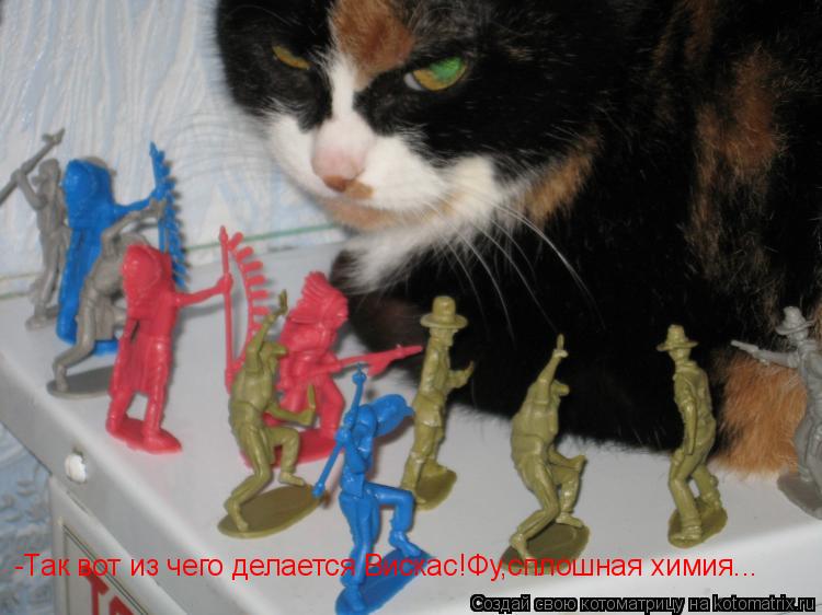 Котоматрица: -Так вот из чего делается Вискас!Фу,сплошная химия...