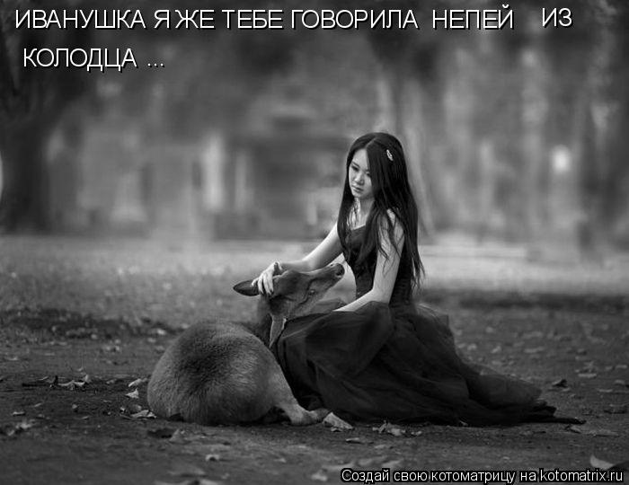 Котоматрица: ИВАНУШКА Я ЖЕ ТЕБЕ ГОВОРИЛА  НЕПЕЙ  ИЗ КОЛОДЦА ...