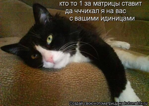кто то 1 за матрицы ставит да чччихал я на вас с вашими идиницами... Котоматрица: кто то 1 за матрицы ставит да чччихал я на вас с вашими идиницами