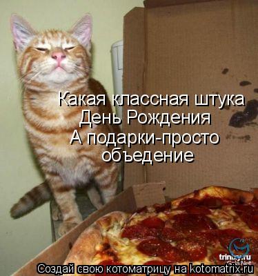 Какая классная штука День Рождения А подарки-просто объедение... Котоматрица: Какая классная штука День Рождения А подарки-просто объедение