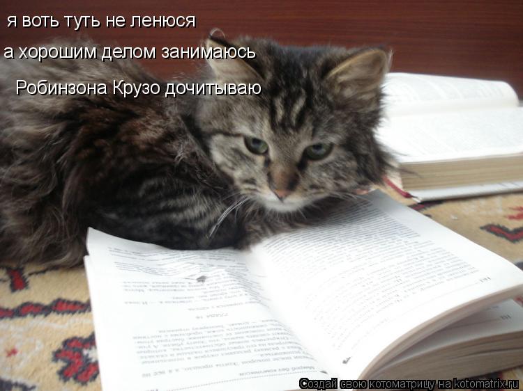 я воть туть не ленюся а хорошим делом занимаюсь а хорошим делом занимаюсь Робинзона Крузо дочитываю... Котоматрица: я воть туть не ленюся а хорошим делом занимаюсь а хорошим делом занимаюсь Робинзона Крузо дочитываю