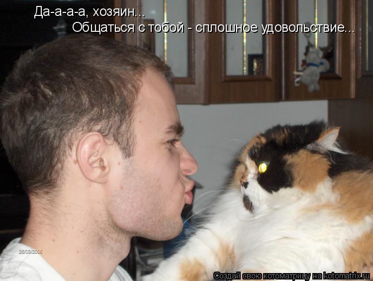 Котоматрица: Да-а-а-а, хозяин... Общаться с тобой - сплошное удовольствие...