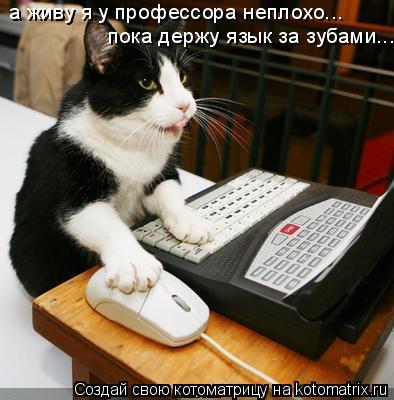 а живу я у профессора неплохо... пока держу язык за зубами...... Котоматрица: а живу я у профессора неплохо... пока держу язык за зубами...