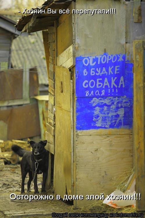 Котоматрица: - Хозяин.Вы всё перепутали!!! Осторожно в доме злой хозяин!!!